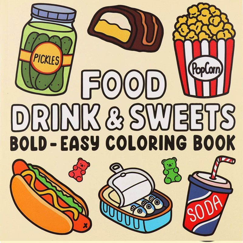 Food And Snacks Coloring Book Bold And Easy - Książka do kolorowania dla dorosłych i