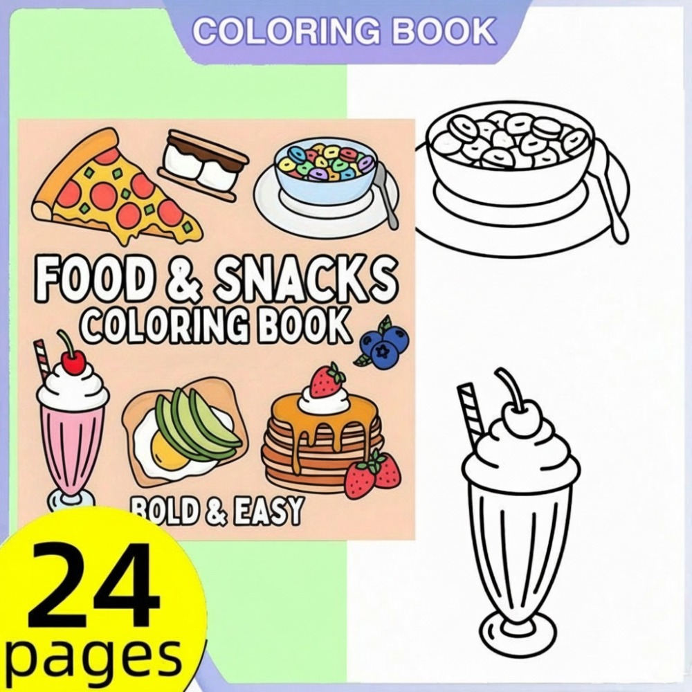 Food And Snacks Coloring Pages - Kolorowanka z jedzeniami i przekąskami, prosta
