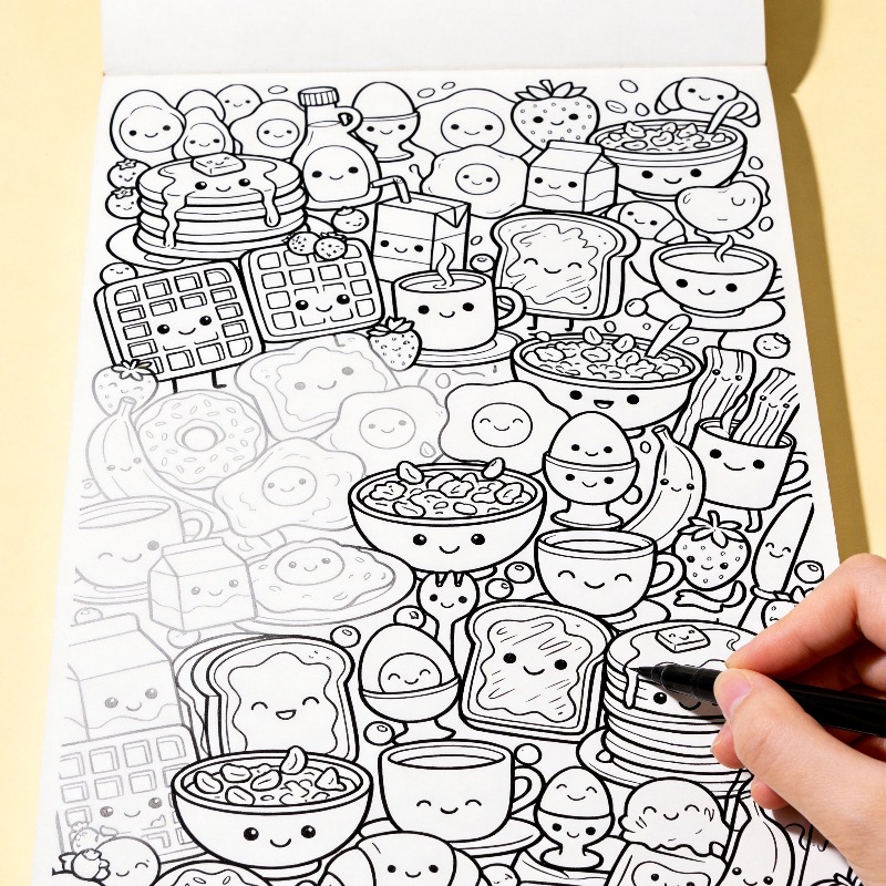 Food And Snacks Coloring Book Bold And Easy - Kolorowanka dla dorosłych do dekompresji i