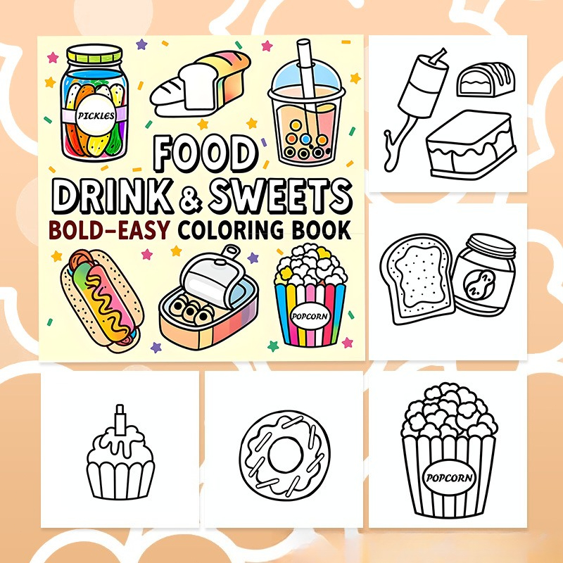 Książeczka do kolorowania dla  – Food And Snacks Coloring Book Bold And Easy recenzja i cena