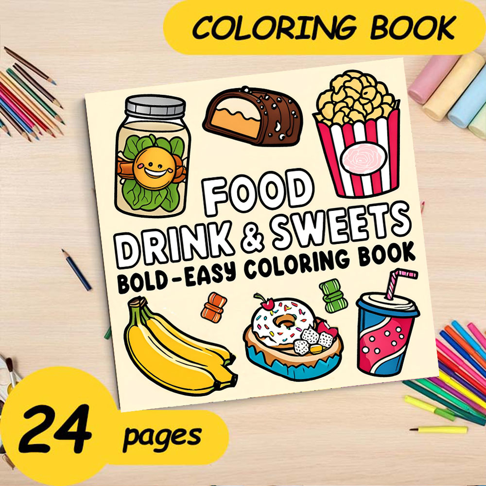 JEDZENIE, NAPÓJ I SŁODYCZE Odw – Food And Snacks Coloring Book Bold And Easy recenzja i cena
