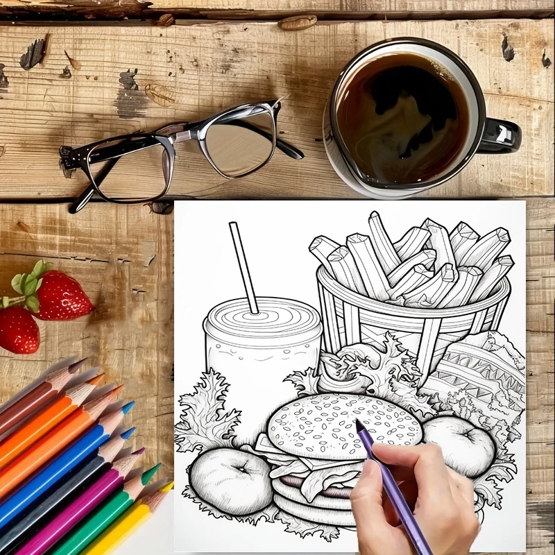 Kolorowanka dla dorosłych z mo – Food And Snacks Coloring Book Bold And Easy recenzja i cena